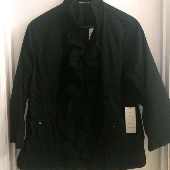 Ruffle Front Nylon Jacket - Picture 1 of 6
